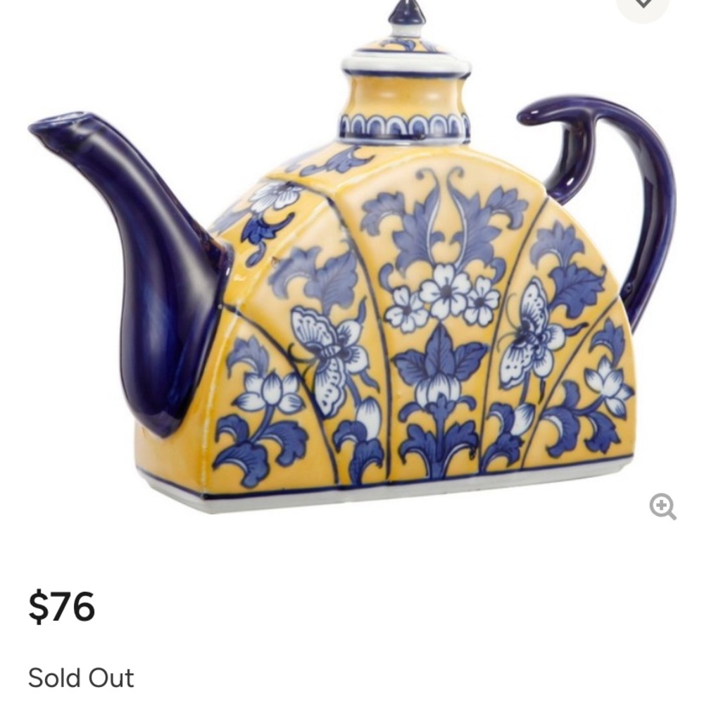 Winsome Semi Circular Yellow Teapot For Decor Only